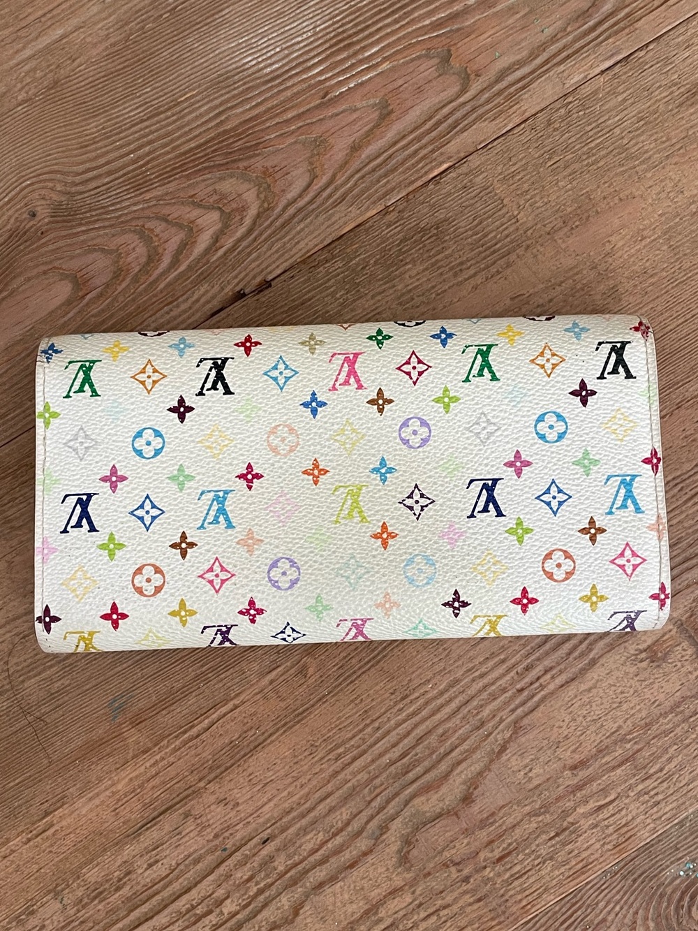Louis Vuitton Sarah Wallet Murakami White Multicolor Monogram Authentic - Picture 3 of 17